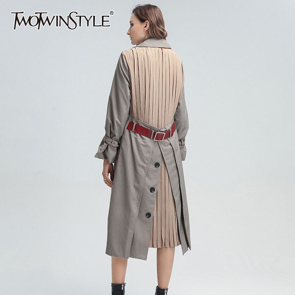 twotwinstyle casual patchwork ruched trench for women lapel long sleeve high waist with sashes ol windbreaker female 2020 autumn 1031, Tan;black
twotwinstyle casual patchwork ruched trench for women lapel long sleeve high waist with sashes ol windbreaker female 2020 autumn 1031, Tan;black