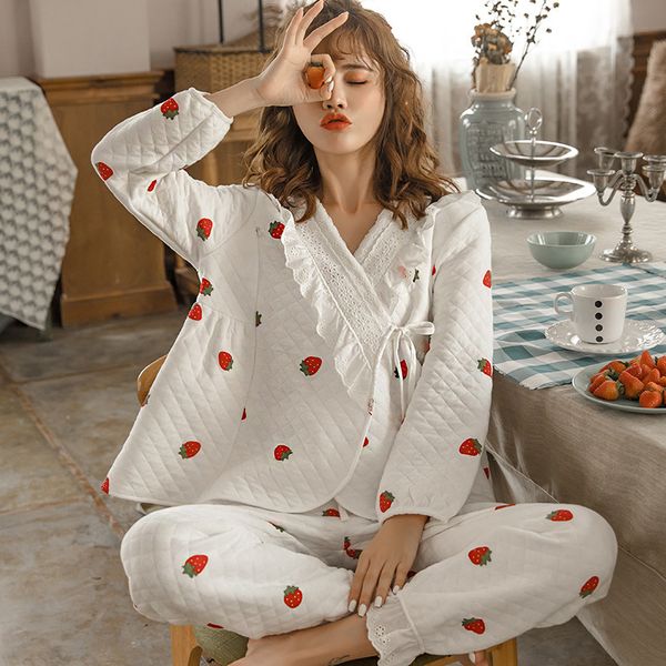 new 3-layer quilted month clothes postpartum warm breastfeeding pajamas cotton home-wear pregnant women's lactation nightgown lj201119, White
new 3-layer quilted month clothes postpartum warm breastfeeding pajamas cotton home-wear pregnant women's lactation nightgown lj201119, White