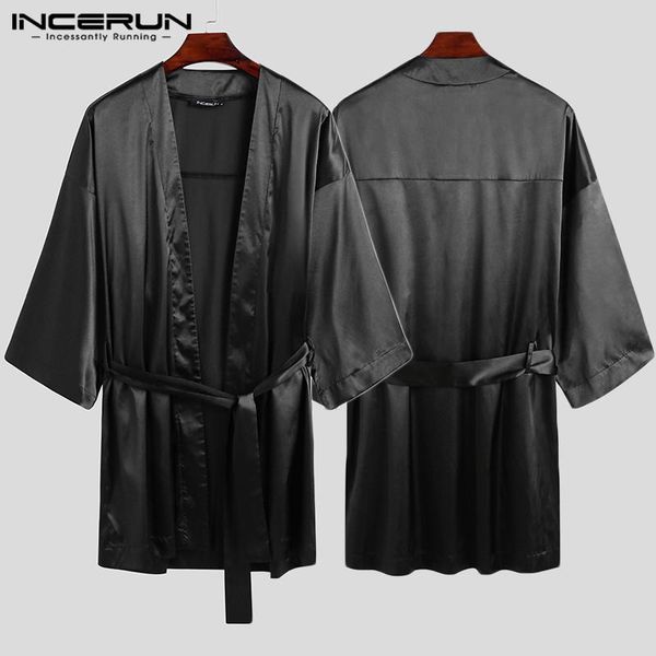 men's sleepwear incerun fashion men robes solid color half sleeve leisure 2021 nightgown homewear lace up cozy bathrobes cardigan s-5xl, Black;brown
men's sleepwear incerun fashion men robes solid color half sleeve leisure 2021 nightgown homewear lace up cozy bathrobes cardigan s-5xl, Black;brown