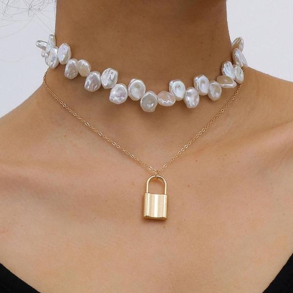 chains 2pcs/set boho thin clavicle chain necklace for women gold color punk lock pedant neckalce iregullar vintage baroque pearl choker, Silver
chains 2pcs/set boho thin clavicle chain necklace for women gold color punk lock pedant neckalce iregullar vintage baroque pearl choker, Silver