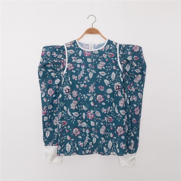 retro floral print women's blouse stitching pleated shoulder pad lady shirt long-sleeved o-neck green blouses and 2020 new, White
retro floral print women's blouse stitching pleated shoulder pad lady shirt long-sleeved o-neck green blouses and 2020 new, White
