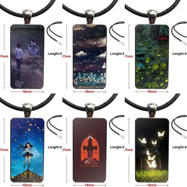 for women party glass cabochon pendant necklace rectangle fashion necklace anime summer nights firefly1, Silver
for women party glass cabochon pendant necklace rectangle fashion necklace anime summer nights firefly1, Silver