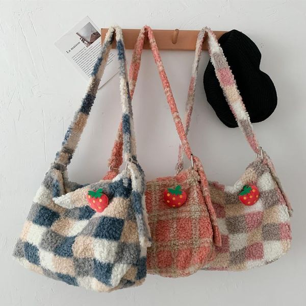 autumn and winter new lamb hair sloping bag cute student large-capacity grid bag ladies shoulder
autumn and winter new lamb hair sloping bag cute student large-capacity grid bag ladies shoulder