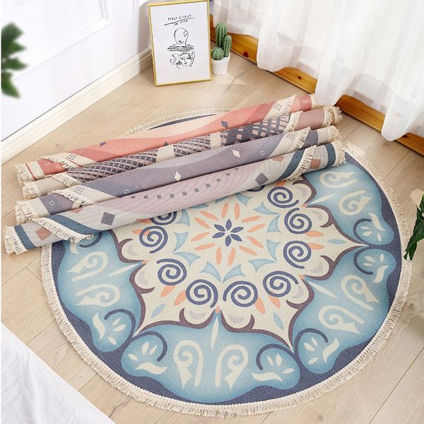 nordic round carpet for living room bedroom pad ethnic retro style tassels cotton rug hand woven table floor mat home decoration
nordic round carpet for living room bedroom pad ethnic retro style tassels cotton rug hand woven table floor mat home decoration