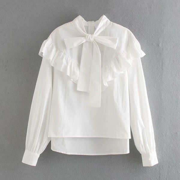 2020 new autumn women shirt solid ruffled long sleeves bow neck shirt female fashion casual women clothes, White
2020 new autumn women shirt solid ruffled long sleeves bow neck shirt female fashion casual women clothes, White