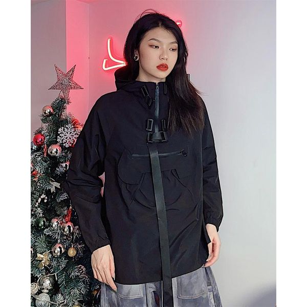 2021 new versatile dark functional wind work wear hooded windbreaker coat women's autumn loose bf jacket, Black;brown
2021 new versatile dark functional wind work wear hooded windbreaker coat women's autumn loose bf jacket, Black;brown