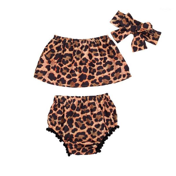 clothing sets summer born baby girls leopard printed clothes off shoulder vest shorts headband 0-24m1, White
clothing sets summer born baby girls leopard printed clothes off shoulder vest shorts headband 0-24m1, White