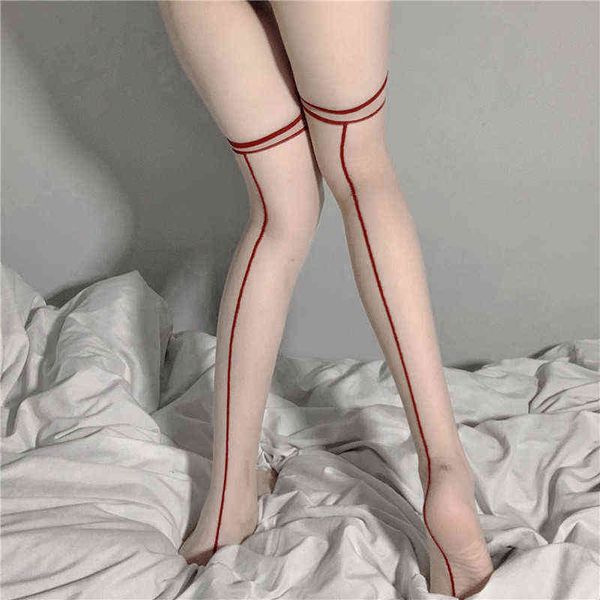 back seamed stockings transparent lingerie women' black/red silk stockings simple style cosplay nylon medias de mujer w220312, Red;black
back seamed stockings transparent lingerie women' black/red silk stockings simple style cosplay nylon medias de mujer w220312, Red;black