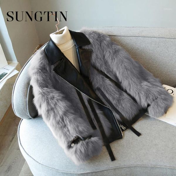 sungtin faux fur patchwork faux leather jacket women winter thick fleece patchwork pu coat female loose casual elegant, Black
sungtin faux fur patchwork faux leather jacket women winter thick fleece patchwork pu coat female loose casual elegant, Black