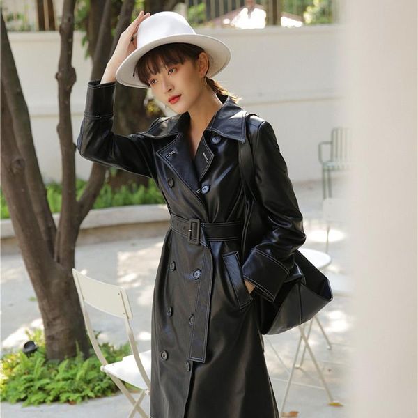 mid-length women belt waist slim faux leather windbreaker coat spring 2020 fashion long sleeve single-breasted leather outerwear, Black
mid-length women belt waist slim faux leather windbreaker coat spring 2020 fashion long sleeve single-breasted leather outerwear, Black