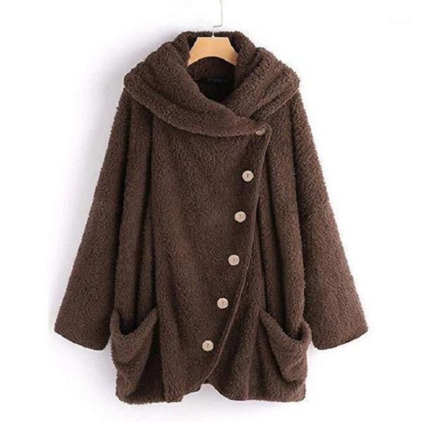 winter plush coat fashion turn down collar pockets ladies outwear vintage single breasted casual solid female warm overcoat1, Black;brown
winter plush coat fashion turn down collar pockets ladies outwear vintage single breasted casual solid female warm overcoat1, Black;brown