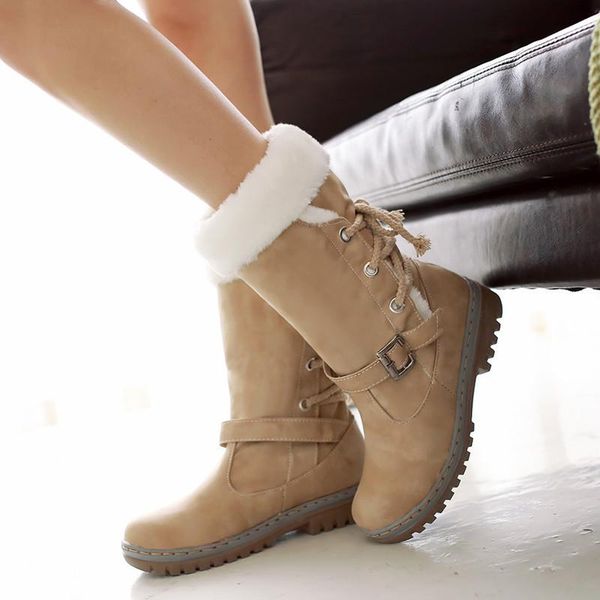 snow boot women winter shoes warm plush mid-calf lace up buckle shoes solid color female botas botines mujer wome's flats, Black
snow boot women winter shoes warm plush mid-calf lace up buckle shoes solid color female botas botines mujer wome's flats, Black