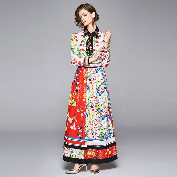 2021 new fall women bow collar wrist sleeve vintage maxi fashion runway print elegant long female vestidos dro7, Black;gray
2021 new fall women bow collar wrist sleeve vintage maxi fashion runway print elegant long female vestidos dro7, Black;gray