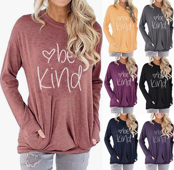 women designer be kind print sweatshirts autumn winter shirt long sleeve round neck sweatshirt womens pullover hooded shirts 9 colors, Black
women designer be kind print sweatshirts autumn winter shirt long sleeve round neck sweatshirt womens pullover hooded shirts 9 colors, Black