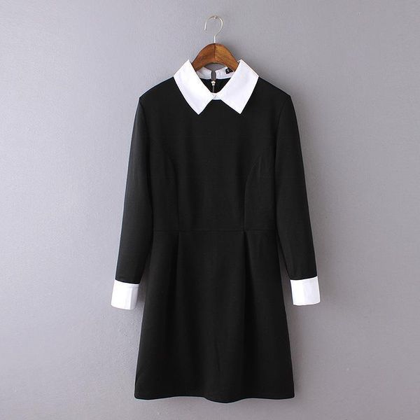 2018 new faswn black white office dress cute peter pan collar full sleeve loose casual vestido feminina europen style dress, Black;gray
2018 new faswn black white office dress cute peter pan collar full sleeve loose casual vestido feminina europen style dress, Black;gray