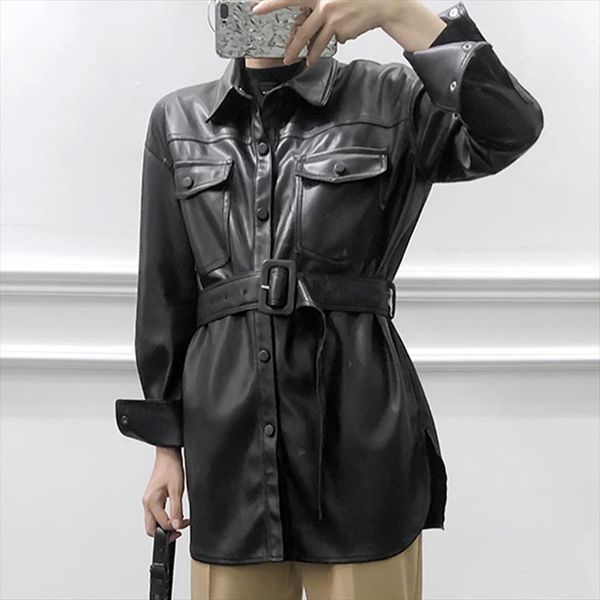 fandy lokar high imitation leather blouses women fashion pu shirts women elegant tie belt waist pockets female ladies ji, White
fandy lokar high imitation leather blouses women fashion pu shirts women elegant tie belt waist pockets female ladies ji, White