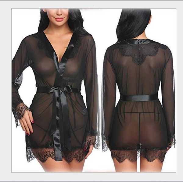 new europe and the united states foreign trade underwear perspective gauze dressing gown lace edge suit wholesale, Red;black
new europe and the united states foreign trade underwear perspective gauze dressing gown lace edge suit wholesale, Red;black