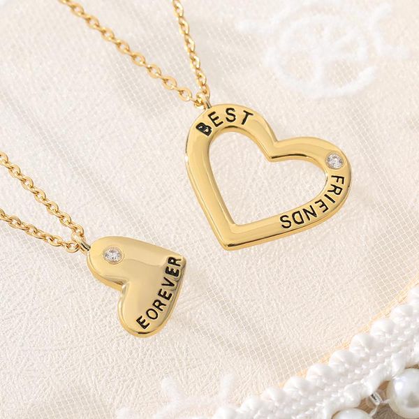 chokers 2 pcs bff necklace heart pendant set friends letters women metal minimalist couple harf kolye friendship gift, Golden;silver
chokers 2 pcs bff necklace heart pendant set friends letters women metal minimalist couple harf kolye friendship gift, Golden;silver