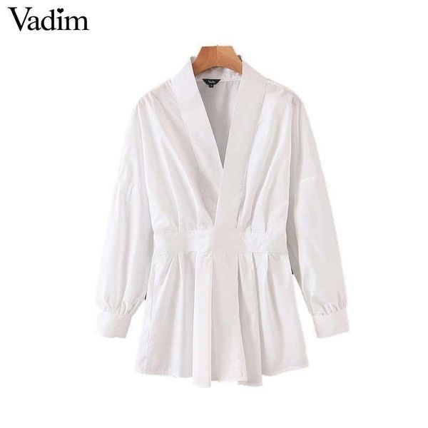 vadim women chic oversized white blouse v neck back elastic long sleeve shirt female stylish office wear blusas lb786 t200322
vadim women chic oversized white blouse v neck back elastic long sleeve shirt female stylish office wear blusas lb786 t200322