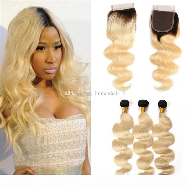 #1b 613 bleached blonde ombre virign hair 3bundles with lace closure dark roots blonde body wave human hair with 4*4 closure 8a grade, Black;brown
#1b 613 bleached blonde ombre virign hair 3bundles with lace closure dark roots blonde body wave human hair with 4*4 closure 8a grade, Black;brown