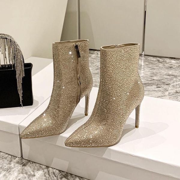 doyutig luxury women's real sheepskin leather high heel boots shiny crystal lady middle boots classical women shoes ab001, Black 
doyutig luxury women's real sheepskin leather high heel boots shiny crystal lady middle boots classical women shoes ab001, Black