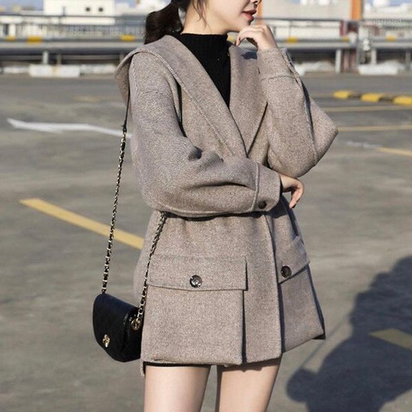 women wollen trench wool blend coat 2020 fall/winter jacket women's double-sided coat two-color mid-length lace-up waist1, Black
women wollen trench wool blend coat 2020 fall/winter jacket women's double-sided coat two-color mid-length lace-up waist1, Black