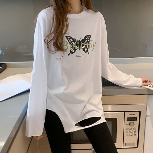 hfk53 2020 new cotton for long sleeve tautumn women's long medium and loose print bottoming butterflyt-shirt butterfly butterfly shirt, White
hfk53 2020 new cotton for long sleeve tautumn women's long medium and loose print bottoming butterflyt-shirt butterfly butterfly shirt, White