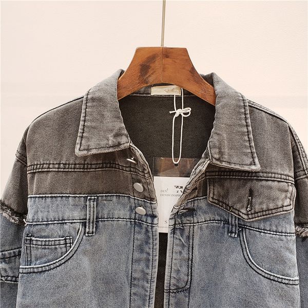 new came in slices woman boyfriend long blue sleeve short denim chic women's fashions loose jacket rjts, Black;brown
new came in slices woman boyfriend long blue sleeve short denim chic women's fashions loose jacket rjts, Black;brown