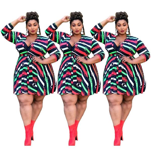 casual dresses elegant color striped printed women plus size dress 2021 spring est female's turn-down collar sashes style mini, Black;gray
casual dresses elegant color striped printed women plus size dress 2021 spring est female's turn-down collar sashes style mini, Black;gray