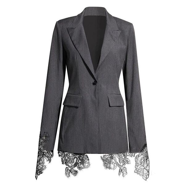 women's suits & blazers women black gray lace split joint blazer lapel long sleeve slim high waist notched single button 2021 k762, White;black
women's suits & blazers women black gray lace split joint blazer lapel long sleeve slim high waist notched single button 2021 k762, White;black