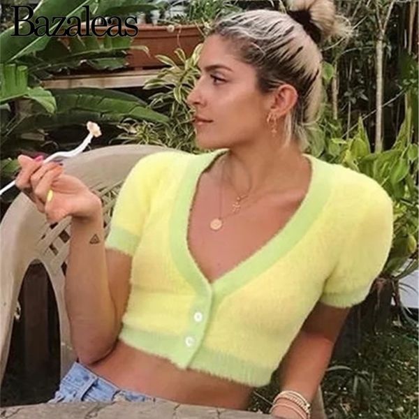 bazaleas vintage punk buttons crop basic cropped sweater yellow green patchwork knitted cardigan drop shipping y200720, White;black
bazaleas vintage punk buttons crop basic cropped sweater yellow green patchwork knitted cardigan drop shipping y200720, White;black