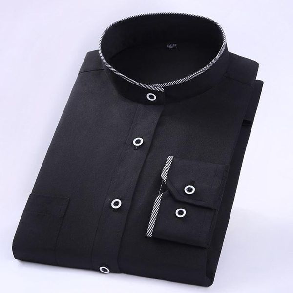 male shirt social slim fit casual mandarin collar long sleeve solid black white dress shirt men clothes plus size 4xl1, White;black
male shirt social slim fit casual mandarin collar long sleeve solid black white dress shirt men clothes plus size 4xl1, White;black