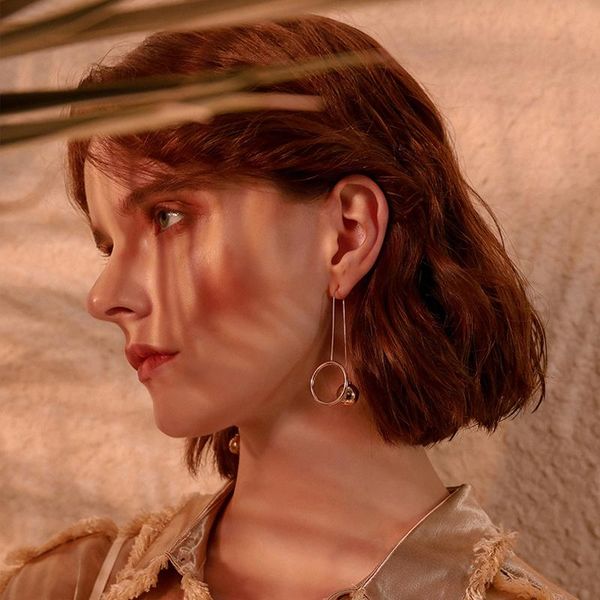 gold color geometry drop earrings for women big round ball long pendant statement earrings simple gift wedding accessory, Silver
gold color geometry drop earrings for women big round ball long pendant statement earrings simple gift wedding accessory, Silver