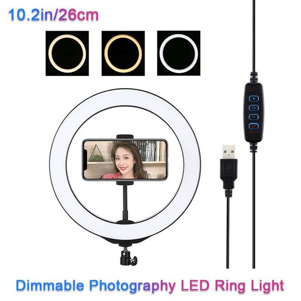 10 Inch Video Light Dimmable Led Selfie Ring Light 26cm Usb Ring Lamp Pgraphy Fill With Tripod Stand To Make Youtube