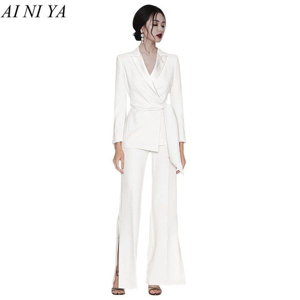 women's two piece pants ladies suit two-piece set elegant temperament slim fit office lady business uniforms casual women suits, White
women's two piece pants ladies suit two-piece set elegant temperament slim fit office lady business uniforms casual women suits, White