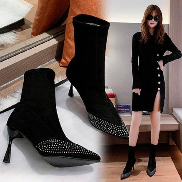 boots 2021 spring fashion autumn short pointed toe stiletto high heel women's shoes, Black
boots 2021 spring fashion autumn short pointed toe stiletto high heel women's shoes, Black