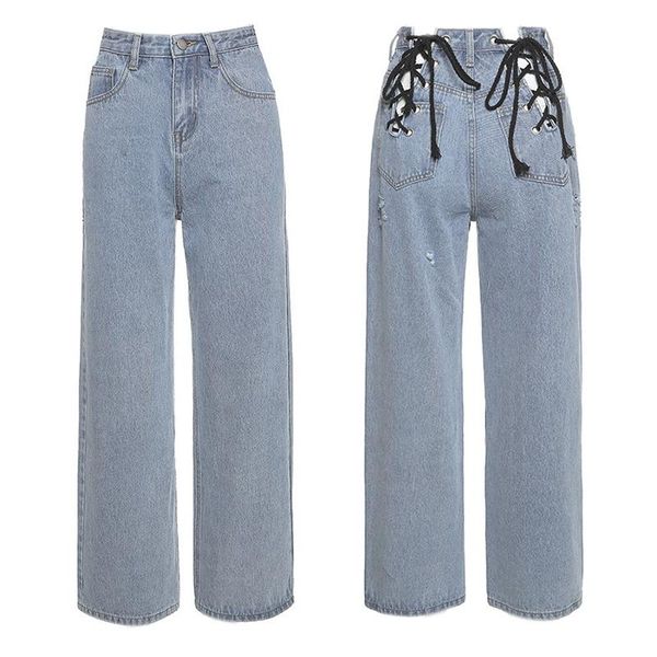 women's jeans fashion tie cut-out high waist wide leg pants for women harajuku long loose streetwear, Blue
women's jeans fashion tie cut-out high waist wide leg pants for women harajuku long loose streetwear, Blue