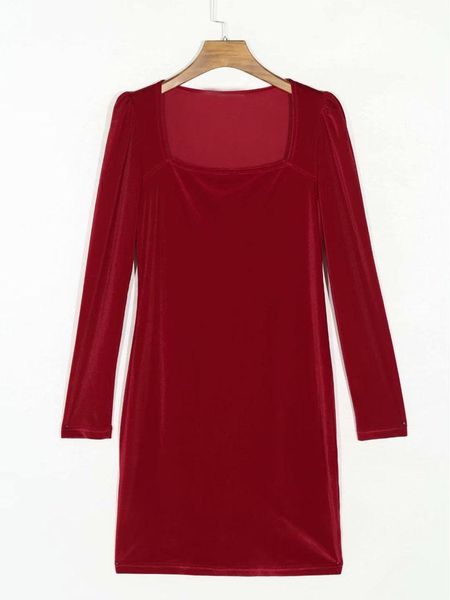 velvet red dress women square collar long sleeve vintage mini red dress slim sheath vestidos mujer, Black;gray
velvet red dress women square collar long sleeve vintage mini red dress slim sheath vestidos mujer, Black;gray