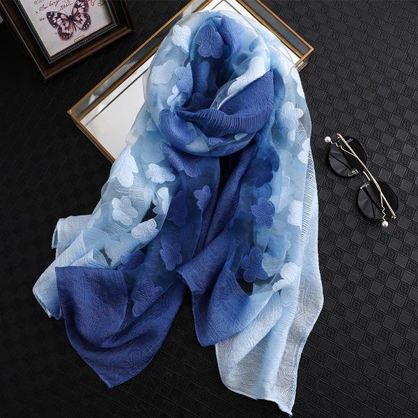women scarf summer silk-like scarves lady shawls and wraps hollowed flowers beach stoles bandana foulard color matching, Blue;gray
women scarf summer silk-like scarves lady shawls and wraps hollowed flowers beach stoles bandana foulard color matching, Blue;gray