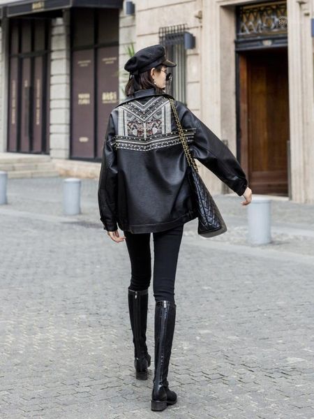 spring and autumn fashion leather jacket female 2020 new motorcycle suit loose embroidery rivet heavy industry pu leather jacket1, Black
spring and autumn fashion leather jacket female 2020 new motorcycle suit loose embroidery rivet heavy industry pu leather jacket1, Black