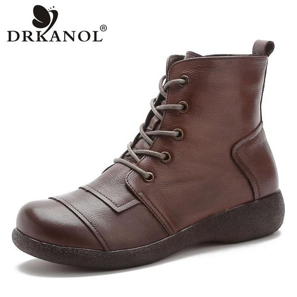 drkanol fashion spring autumn women boots 100% genuine leather soft bottom flat heel ankle boots for women retro casual shoes, Black
drkanol fashion spring autumn women boots 100% genuine leather soft bottom flat heel ankle boots for women retro casual shoes, Black