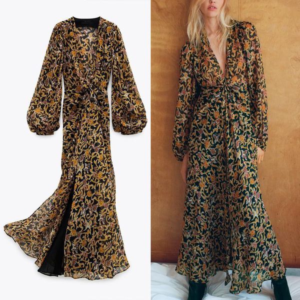 za autumn floral print long dress women 2021 vintage maxi dress fashion front knot long sleeve interior lining holiday dresses, Black;gray
za autumn floral print long dress women 2021 vintage maxi dress fashion front knot long sleeve interior lining holiday dresses, Black;gray