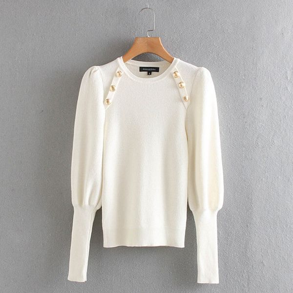 2021 new puff sleeves womens sweaters fashion knitted pullover sweater fall winter soft female jumper jersey pull mnbe, White;black
2021 new puff sleeves womens sweaters fashion knitted pullover sweater fall winter soft female jumper jersey pull mnbe, White;black