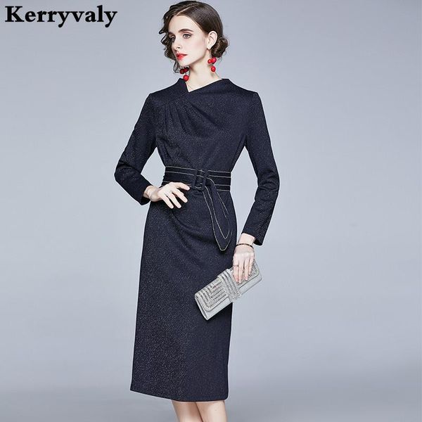 spring 2021 professional package hip high-end knitted dress women long-sleeved dark blue midi office party dress sukienki k516, Black;gray
spring 2021 professional package hip high-end knitted dress women long-sleeved dark blue midi office party dress sukienki k516, Black;gray