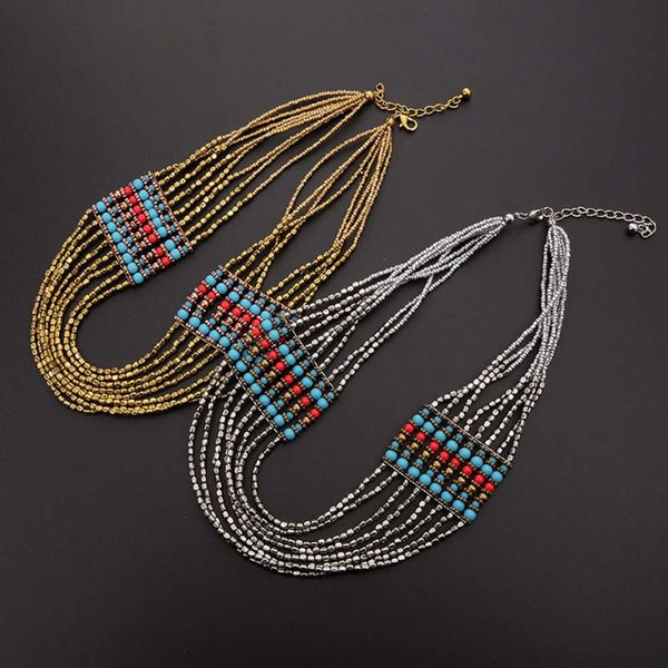 rice exaggerated silver gold colored national style bead woven women's multi-layer necklaceyyud97el
rice exaggerated silver gold colored national style bead woven women's multi-layer necklaceyyud97el