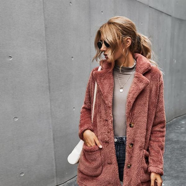women classic plush thicken faux fur warm coat winter fashion outdoor streetwear femme turn down collar solid pockets coat d30, Tan;black
women classic plush thicken faux fur warm coat winter fashion outdoor streetwear femme turn down collar solid pockets coat d30, Tan;black