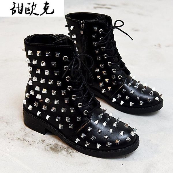 2020 new fashion rivets womens ankle boots genuine leather square heel ladies lace up goth punk platform women boots, Black
2020 new fashion rivets womens ankle boots genuine leather square heel ladies lace up goth punk platform women boots, Black