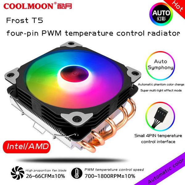 fans & coolings coolmoon frost t5 deskamd universal cpu cooler mute temperature controlphantom cool 5 copper tube direct pressure 150w
fans & coolings coolmoon frost t5 deskamd universal cpu cooler mute temperature controlphantom cool 5 copper tube direct pressure 150w