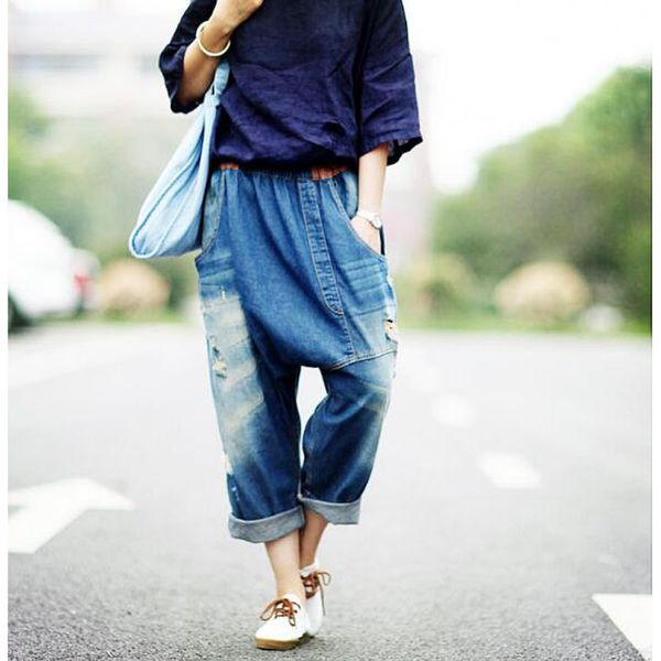 2021 casual women drop elastic waistband hook-drop jeans hare cross pants cultures bi01, Blue
2021 casual women drop elastic waistband hook-drop jeans hare cross pants cultures bi01, Blue