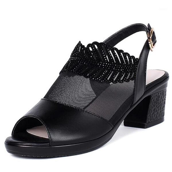 cowhide rhinestone mesh leather sandals 2020 new summer fashion sandals fish mouth non-slip women high heel1, Black
cowhide rhinestone mesh leather sandals 2020 new summer fashion sandals fish mouth non-slip women high heel1, Black